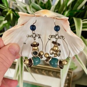 Aris By Tressa  Hoop beaded earrings handmade. Artsy And Well Made, Very Pretty